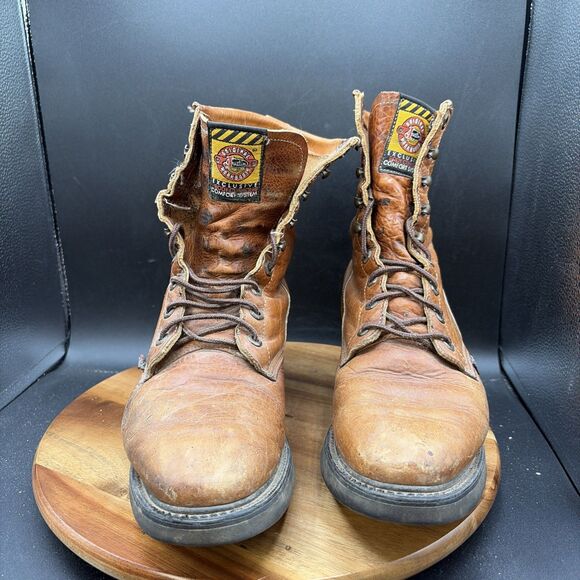 Justin Workboots Men\'s Size 10.5 D Boots Brown Leather 0762 Western Made in USA main image 8